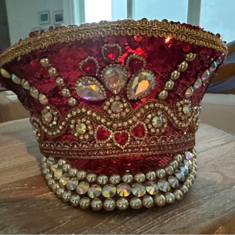Elegant Red Embellished Women's Hat